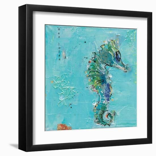 Little Seahorse Blue-Kellie Day-Framed Art Print