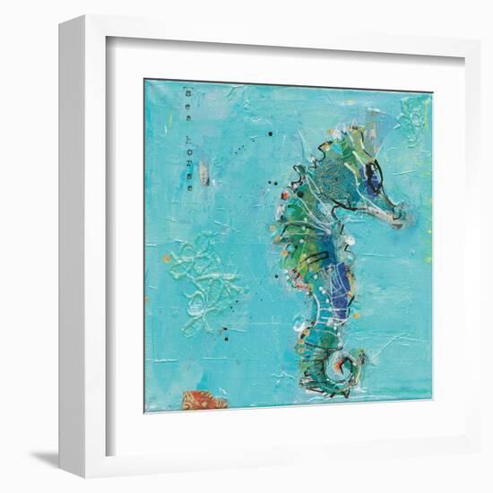 Little Seahorse Blue-Kellie Day-Framed Art Print