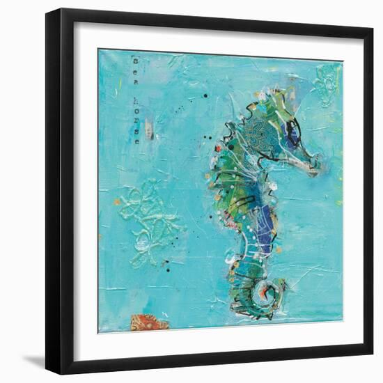 Little Seahorse Blue-Kellie Day-Framed Art Print