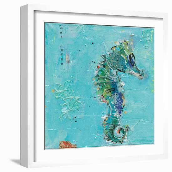Little Seahorse Blue-Kellie Day-Framed Art Print