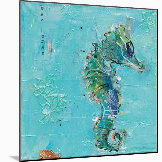 Little Seahorse Blue-Kellie Day-Mounted Art Print