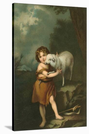 Little Shepherd with Lamb-null-Stretched Canvas