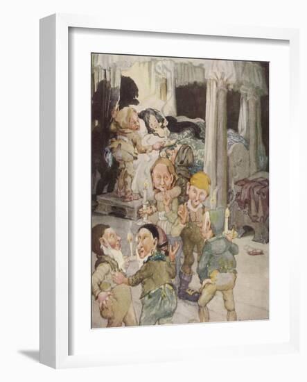 Little Snowdrop (Snow White) Enjoys the Hospitality of the Kindly Dwarfs-Anne Anderson-Framed Photographic Print