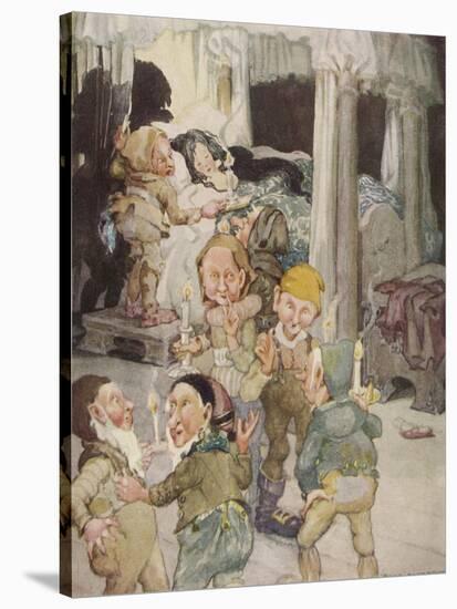 Little Snowdrop (Snow White) Enjoys the Hospitality of the Kindly Dwarfs-Anne Anderson-Stretched Canvas