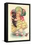 Little Southern Belle and Black Cat-null-Framed Stretched Canvas