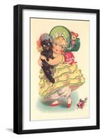 Little Southern Belle and Black Cat-null-Framed Art Print