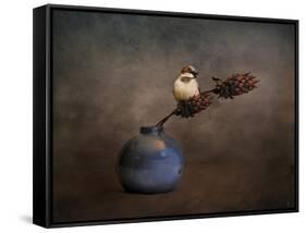 Little Sparrow Friend-Jai Johnson-Framed Stretched Canvas
