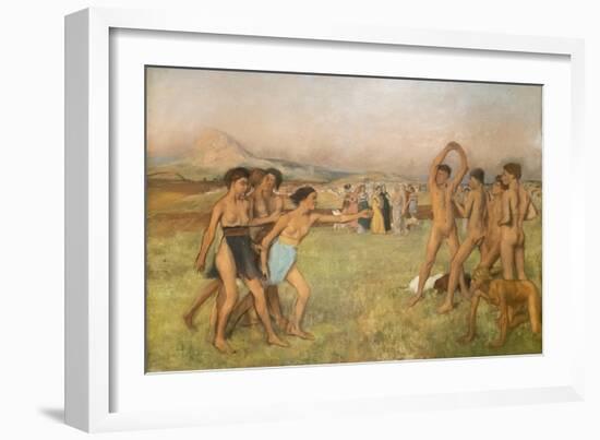 Little Spartan girls provoking boys. Around 1860-1862, Oil on canvas-Edgar Degas-Framed Giclee Print