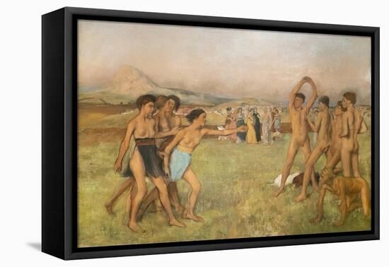 Little Spartan girls provoking boys. Around 1860-1862, Oil on canvas-Edgar Degas-Framed Stretched Canvas