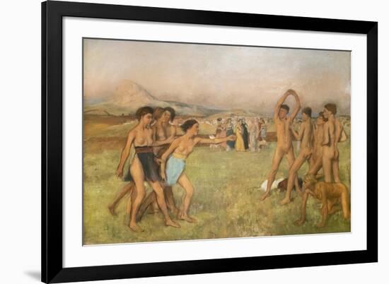 Little Spartan girls provoking boys. Around 1860-1862, Oil on canvas-Edgar Degas-Framed Giclee Print