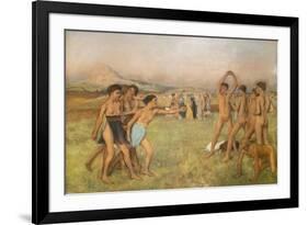 Little Spartan girls provoking boys. Around 1860-1862, Oil on canvas-Edgar Degas-Framed Giclee Print