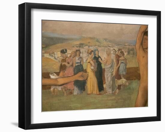 Little Spartan girls provoking boys (detail)-Edgar Degas-Framed Giclee Print