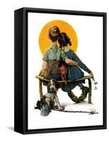 "Little Spooners" or "Sunset", April 24,1926-Norman Rockwell-Framed Stretched Canvas