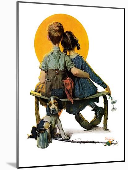 "Little Spooners" or "Sunset", April 24,1926-Norman Rockwell-Mounted Premium Giclee Print