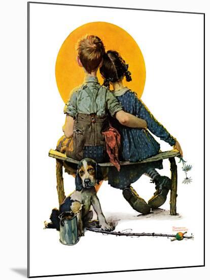 "Little Spooners" or "Sunset", April 24,1926-Norman Rockwell-Mounted Premium Giclee Print