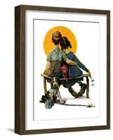 "Little Spooners" or "Sunset", April 24,1926-Norman Rockwell-Framed Giclee Print