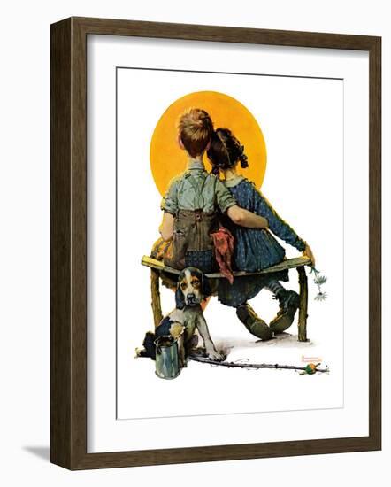 "Little Spooners" or "Sunset", April 24,1926-Norman Rockwell-Framed Giclee Print