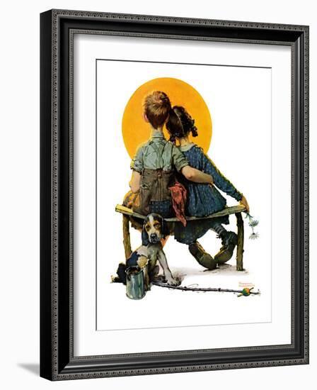 "Little Spooners" or "Sunset", April 24,1926-Norman Rockwell-Framed Giclee Print