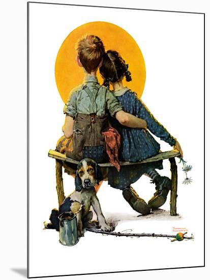 "Little Spooners" or "Sunset", April 24,1926-Norman Rockwell-Mounted Giclee Print