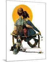 "Little Spooners" or "Sunset", April 24,1926-Norman Rockwell-Mounted Giclee Print