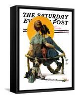 "Little Spooners" or "Sunset" Saturday Evening Post Cover, April 24,1926-Norman Rockwell-Framed Stretched Canvas