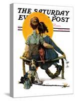 "Little Spooners" or "Sunset" Saturday Evening Post Cover, April 24,1926-Norman Rockwell-Stretched Canvas