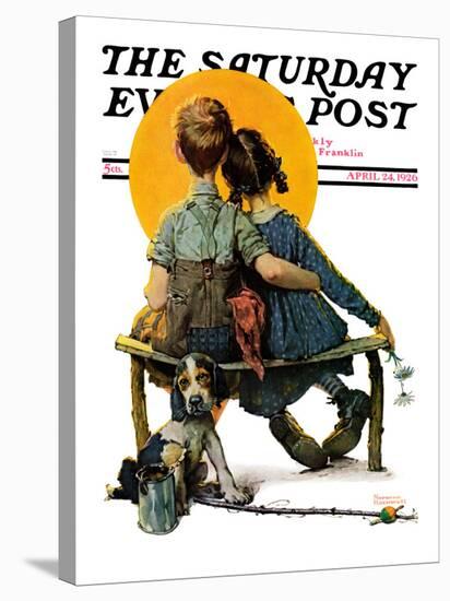 "Little Spooners" or "Sunset" Saturday Evening Post Cover, April 24,1926-Norman Rockwell-Stretched Canvas