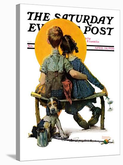 "Little Spooners" or "Sunset" Saturday Evening Post Cover, April 24,1926-Norman Rockwell-Stretched Canvas