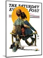 "Little Spooners" or "Sunset" Saturday Evening Post Cover, April 24,1926-Norman Rockwell-Mounted Giclee Print