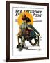 "Little Spooners" or "Sunset" Saturday Evening Post Cover, April 24,1926-Norman Rockwell-Framed Giclee Print