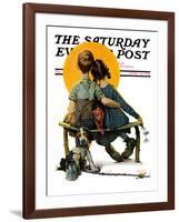 "Little Spooners" or "Sunset" Saturday Evening Post Cover, April 24,1926-Norman Rockwell-Framed Giclee Print