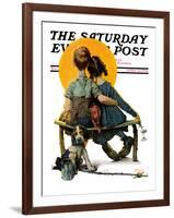 "Little Spooners" or "Sunset" Saturday Evening Post Cover, April 24,1926-Norman Rockwell-Framed Giclee Print