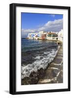 Little Venice promenade, Mykonos Town (Chora), Mykonos, Cyclades, Greek Islands, Greece, Europe-Eleanor Scriven-Framed Premium Photographic Print