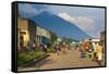 Little Village before the Towering Volcanoes of the Virunga National Park, Rwanda, Africa-Michael-Framed Stretched Canvas