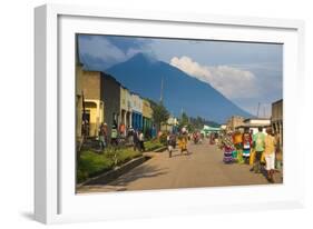 Little Village before the Towering Volcanoes of the Virunga National Park, Rwanda, Africa-Michael-Framed Photographic Print