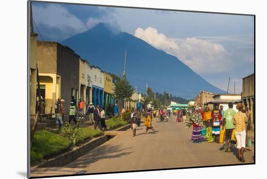 Little Village before the Towering Volcanoes of the Virunga National Park, Rwanda, Africa-Michael-Mounted Photographic Print