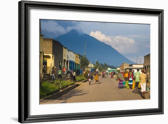 Little Village before the Towering Volcanoes of the Virunga National Park, Rwanda, Africa-Michael-Framed Photographic Print