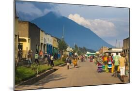 Little Village before the Towering Volcanoes of the Virunga National Park, Rwanda, Africa-Michael-Mounted Photographic Print