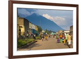 Little Village before the Towering Volcanoes of the Virunga National Park, Rwanda, Africa-Michael-Framed Photographic Print