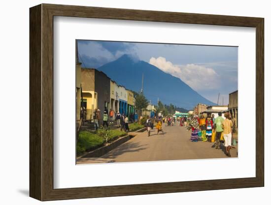 Little Village before the Towering Volcanoes of the Virunga National Park, Rwanda, Africa-Michael-Framed Photographic Print