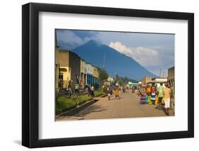 Little Village before the Towering Volcanoes of the Virunga National Park, Rwanda, Africa-Michael-Framed Photographic Print