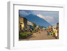 Little Village before the Towering Volcanoes of the Virunga National Park, Rwanda, Africa-Michael-Framed Photographic Print