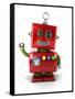 Little Vintage Toy Robot Waving Hello over White Background-badboo-Framed Stretched Canvas