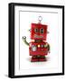 Little Vintage Toy Robot Waving Hello over White Background-badboo-Framed Art Print