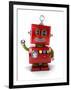 Little Vintage Toy Robot Waving Hello over White Background-badboo-Framed Art Print