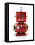 Little Vintage Toy Robot with Neutral Facial Expression over White Background-badboo-Framed Stretched Canvas