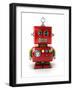 Little Vintage Toy Robot with Neutral Facial Expression over White Background-badboo-Framed Art Print