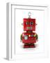 Little Vintage Toy Robot with Neutral Facial Expression over White Background-badboo-Framed Art Print