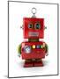 Little Vintage Toy Robot with Neutral Facial Expression over White Background-badboo-Mounted Art Print