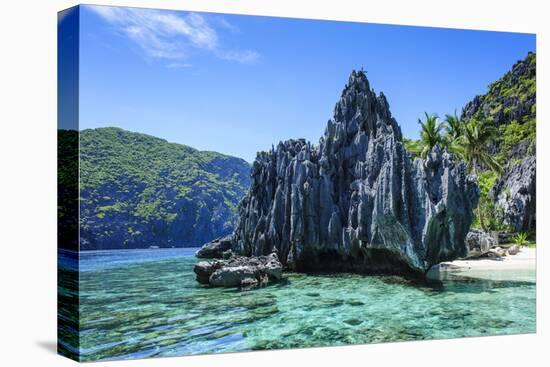 Little White Beach and Crystal Clear Water in the Bacuit Archipelago, Palawan, Philippines-Michael Runkel-Stretched Canvas